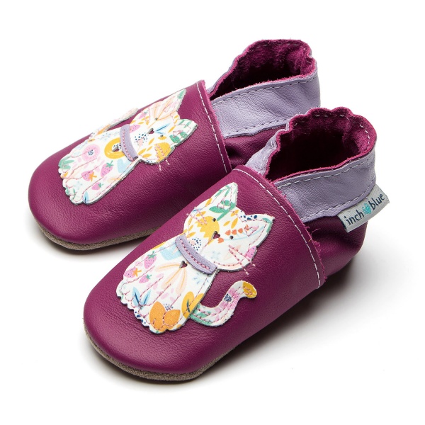 Girls | Baby & Toddler First Shoes | Meeow Cat | Grape | Floral | Soft ...